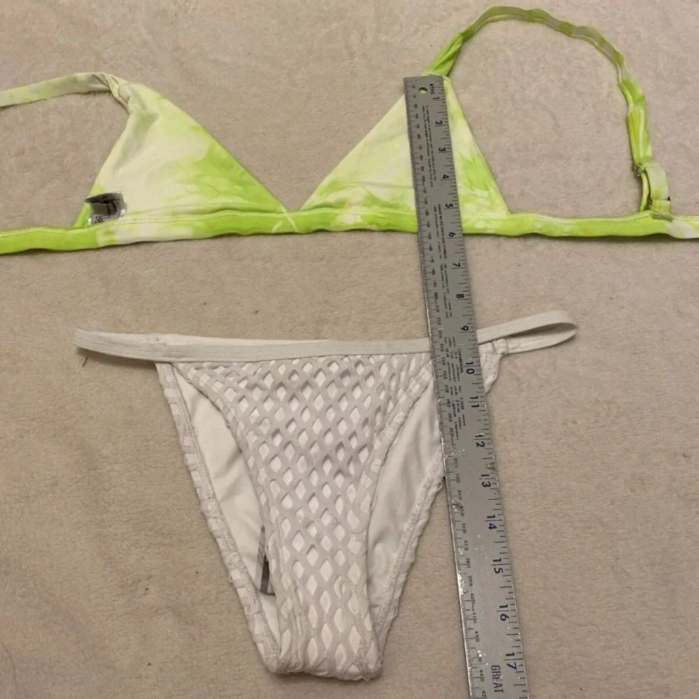 Chic Lime and White Tie Dye Bikini Set
